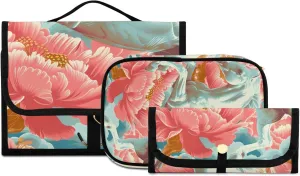 Foldable Hanging Travel Toiletry Organizer Set 3-Piece with Cosmetic Bag & Brush Holder - Horse (9)