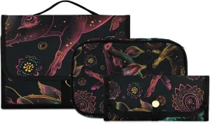 Foldable Hanging Travel Toiletry Organizer Set 3-Piece with Cosmetic Bag & Brush Holder - Pig (4)