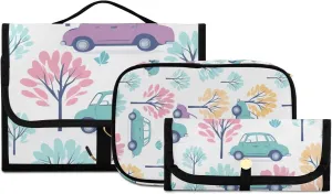 Foldable Hanging Travel Toiletry Organizer Set 3-Piece with Cosmetic Bag & Brush Holder - Tree Car (3)