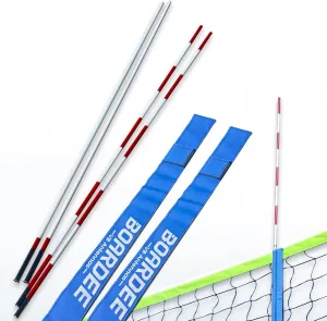 Foldable Volleyball Antenna Set - Durable Tarpaulin Hook-and-Loop Sleeves with Collapsible Fiberglass Antennas - Indoor and Beach Volleyball Net Equipment (Pack of 2)