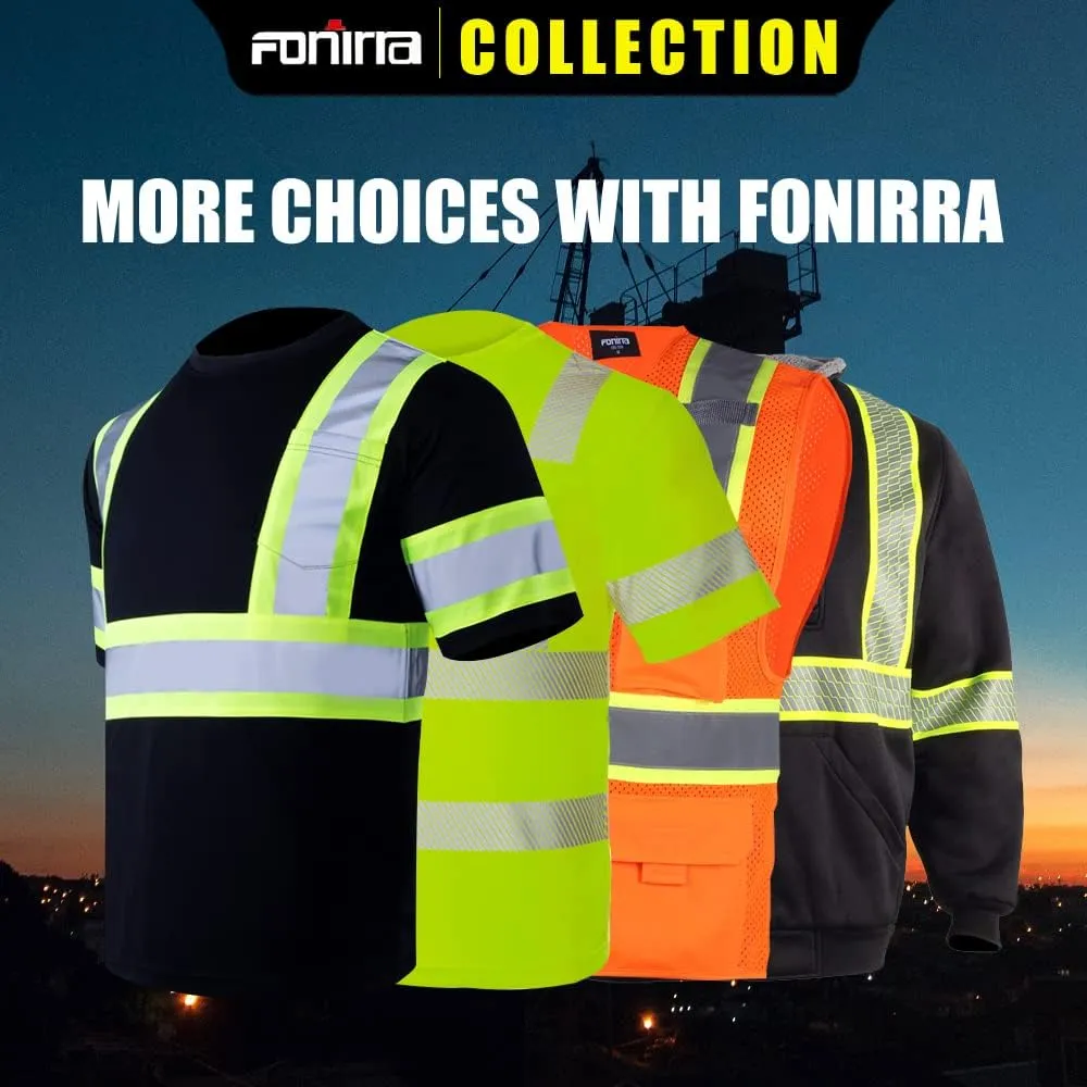 FONIRRA 3pcs Safety Reflective High Visibility T Shirts for Men with Long Sleeve Construction Work Shirts ANSI Class 3
