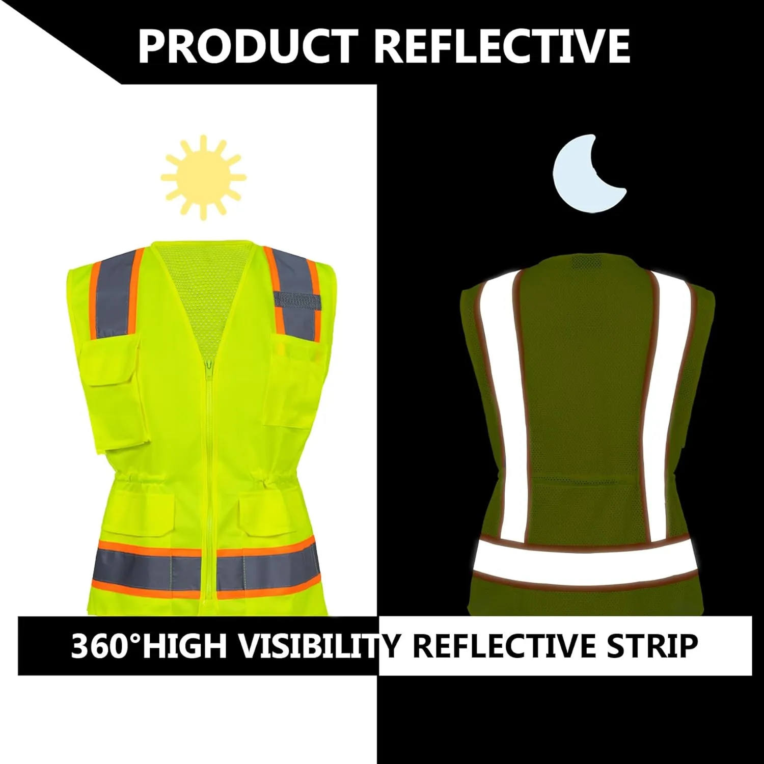 FONIRRA Hi Vis Safety Vest for Women Reflective ANSI Class 2 High Visibility Work Construction Short Sleeve