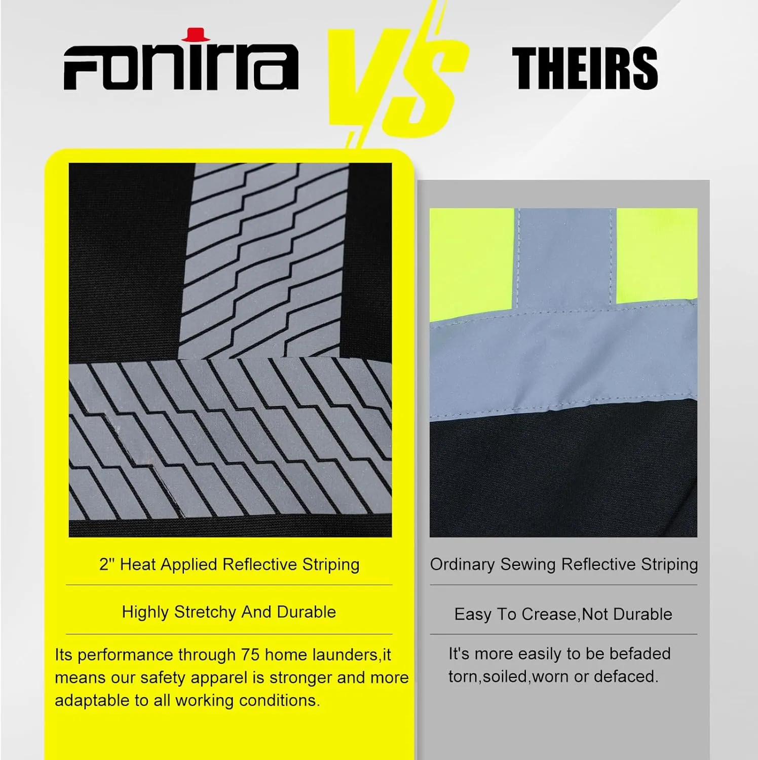FONIRRA High Visibility Safety Fleece Hoodie for Men Reflective Sweatshirt ANSI Class 3 with Black Bottom(Black,M)
