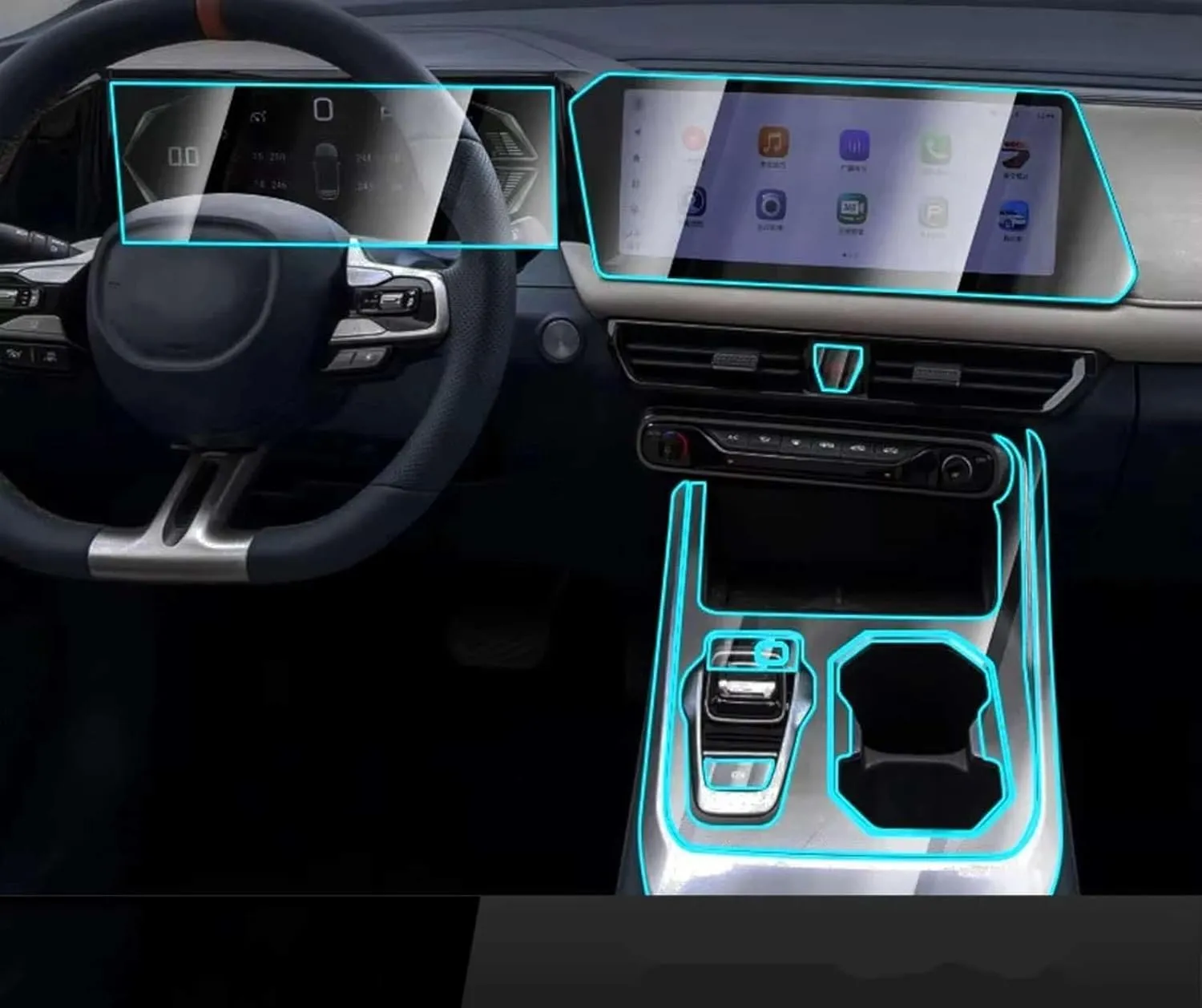 For GAC EMZOOM GS3 2023 2024 Gearbox Panel Navigation Screen Automotive Interior TPU Protective Film