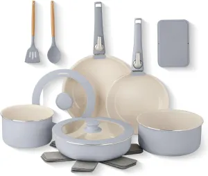 For Gotham Steel 18 Piece Removeable Handles Nonstick Ceramic Cookware Set