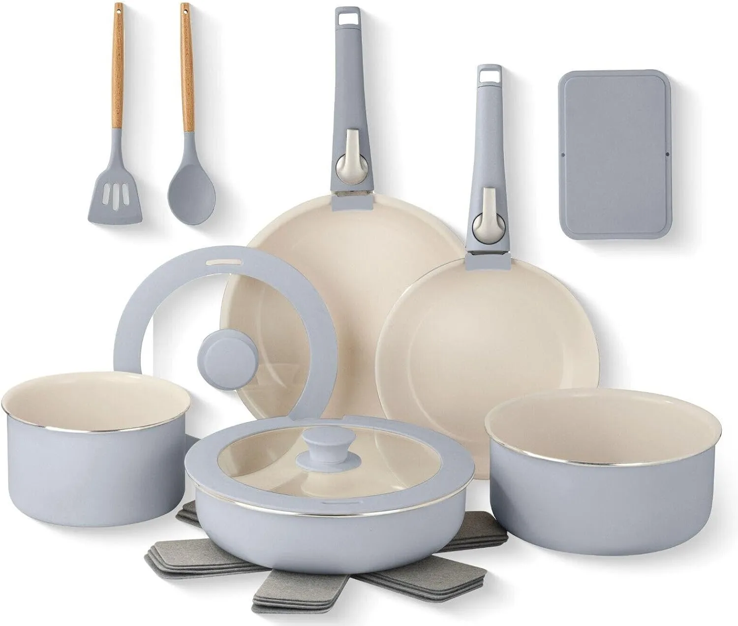 For Gotham Steel 18 Piece Removeable Handles Nonstick Ceramic Cookware Set