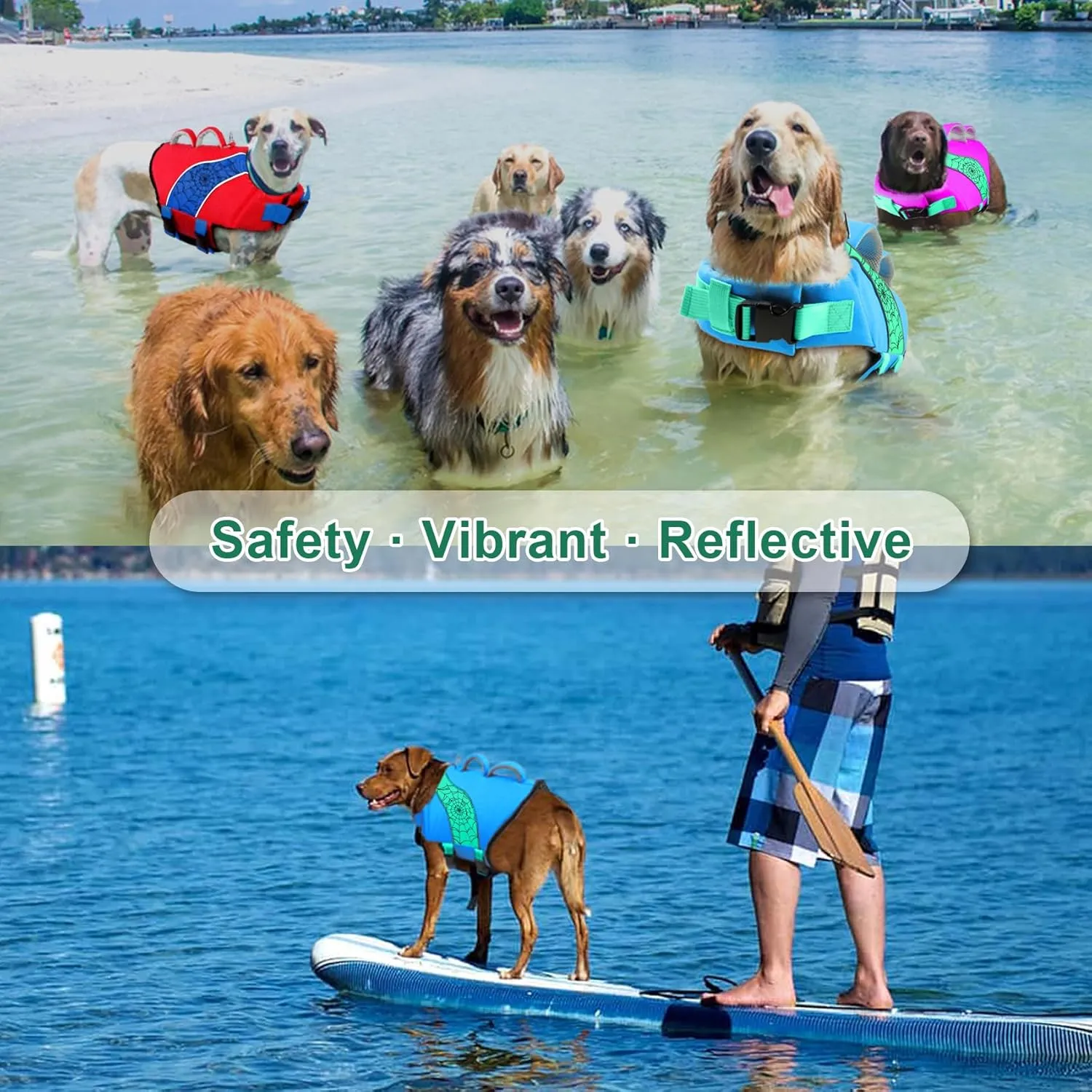 Fragralley Dog Life Jacket with High Buoyancy, Reflective Strips, Rescue Handle, Adjustable Fit, Quick Release Buckles, Tear-Resistant Nylon, Swim Life Vest for Small Medium Large Dogs