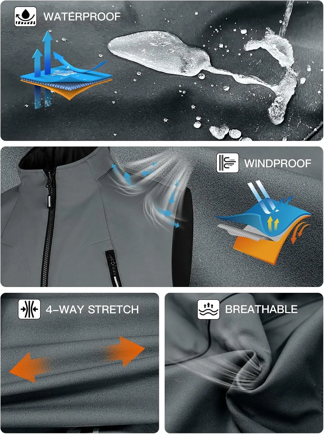 FREE SOLDIER Men's Lightweight Golf Vest Outerwear Windproof Reversible Sleeveless Softshell Jacket Running Vest