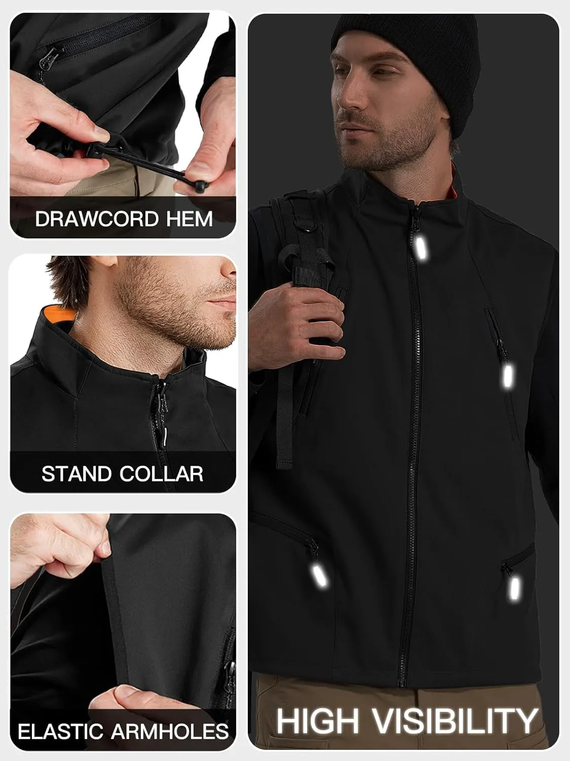 FREE SOLDIER Men's Warm Golf Vest Outerwear Windproof Reversible Puffer Vest Sleeveless Jacket for Casual Hiking Travel