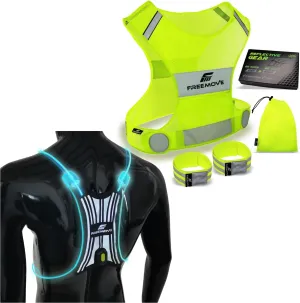FREEMOVE Reflective Vest; LARGE with 2x Bands & Carry Bag   Spider Illuminated Reflective Vest ENLARGED