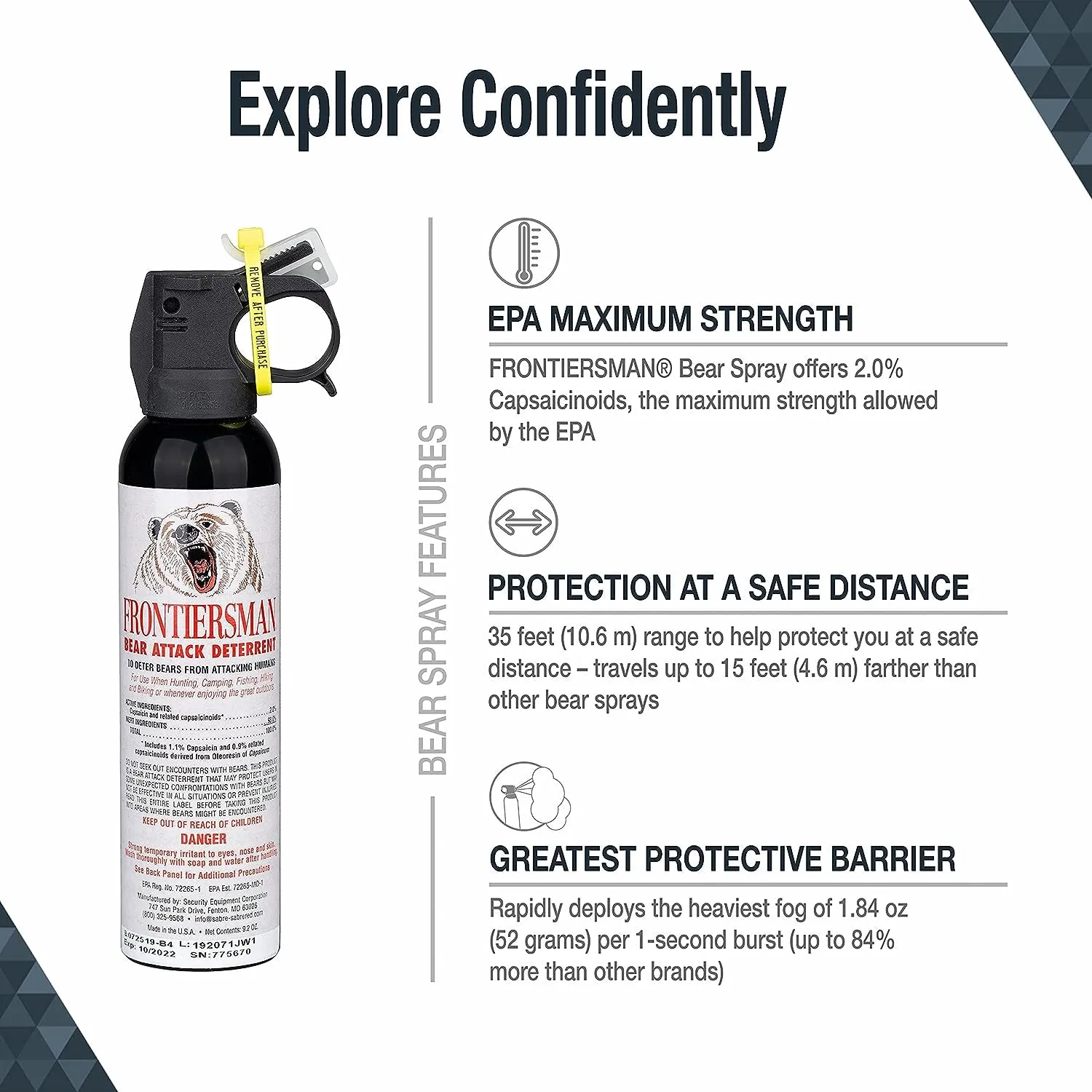 Frontiersman 9.2 Fl Oz. Bear Spray with Bear Horn- safety camping