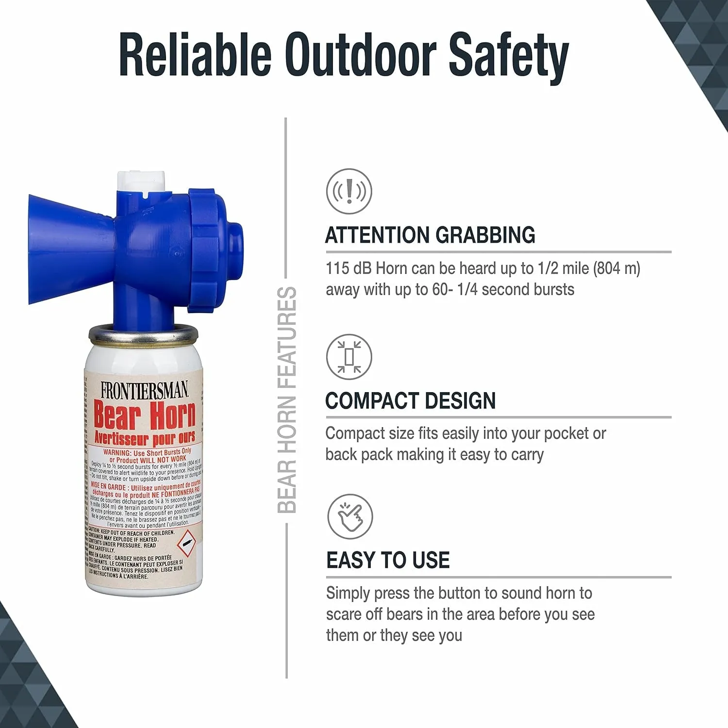 Frontiersman 9.2 Fl Oz. Bear Spray with Bear Horn- safety camping