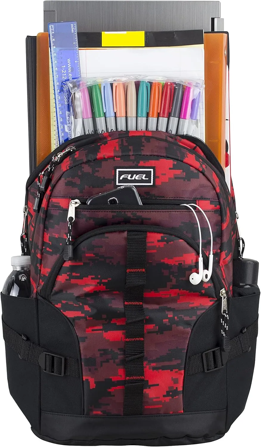 FUEL Hiking Laptop Backpack, College Bookbag, Travel Daypack with 5 Compartments, Dynamo Tech Pocket, 18.5 Inches