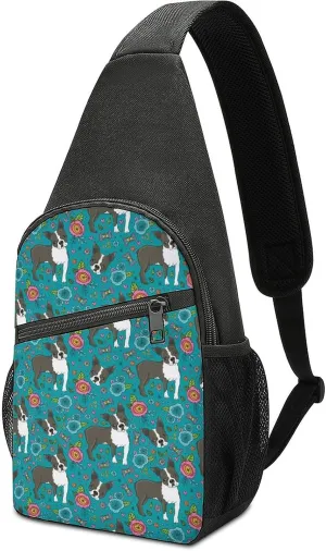 FunnyStar Boston Terrier French Bulldog8 Sling Daypack Casual Crossbody Backpack Chest Shoulder Bag For Travel And Hiking, White-style1, Sling bag