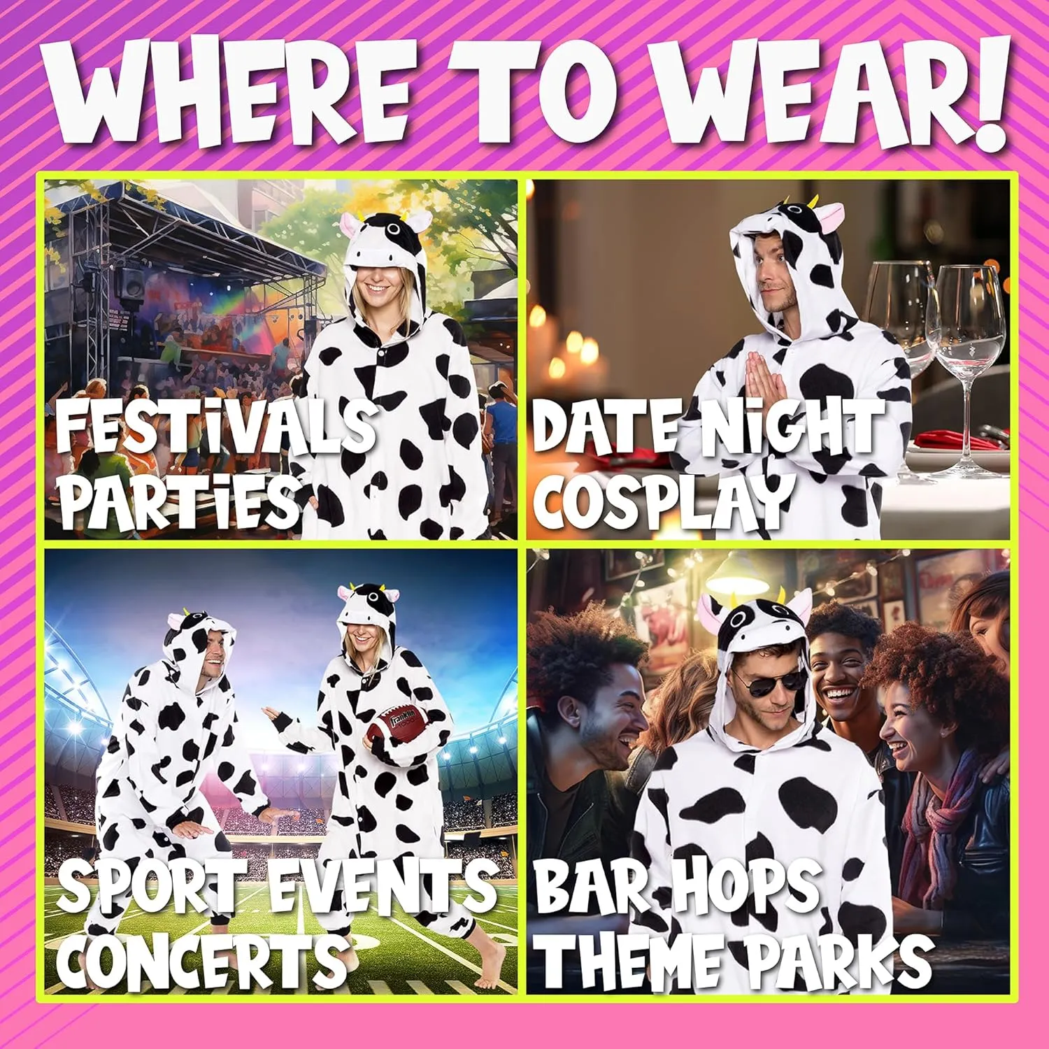 Funziez! Adult Onesie Halloween Costume - Animal and Sea Creature - Plush One Piece Cosplay Suit for Adults, Men and Women