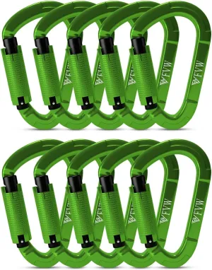 FVW Auto Locking Rock Climbing Carabiner Clips, UIAA Certified Professional 25KN (5620 lbs) Heavy Duty Caribeaners for Rappelling Swing Rescue & Gym etc,Large Carabiners,D-Shaped