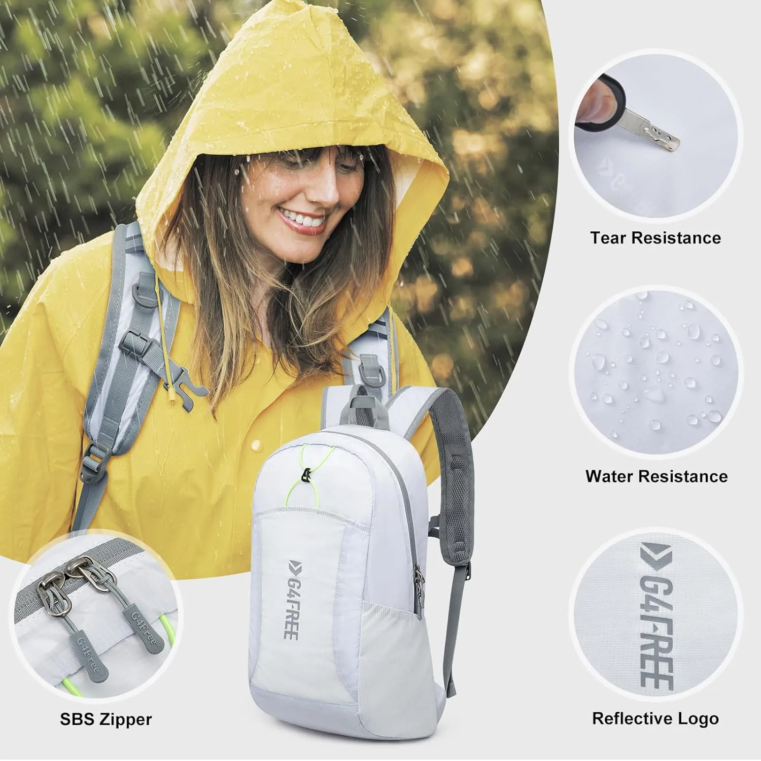 G4Free 24L Lightweight Packable Hiking Backpack Small Sport Travel Daypack Water Resistant for Women Men