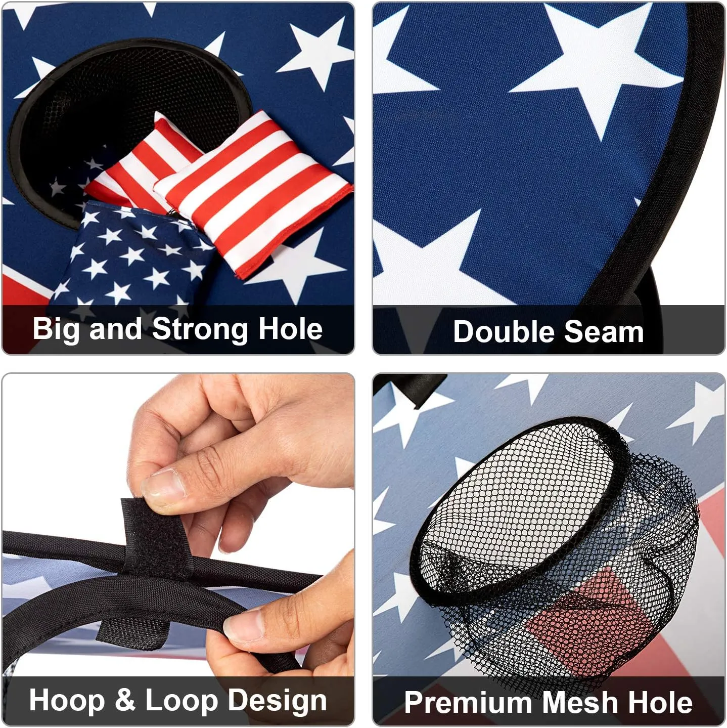G4Free Portable Collapsible 5 Holes Cornhole Game Set with 8 Bean Bags Carrying Case Toss Game Size 3ft x 2ft for Camping Travel