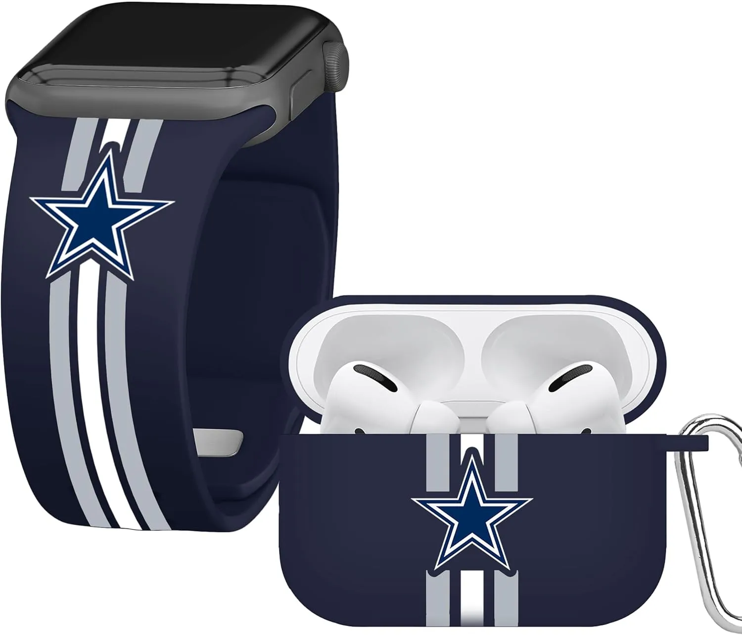 Game Time Dallas Cowboys HD Combo Package Compatible with Apple Watch and AirPods Pro (Stripes)