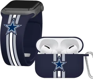 Game Time Dallas Cowboys HD Combo Package Compatible with Apple Watch and AirPods Pro (Stripes)