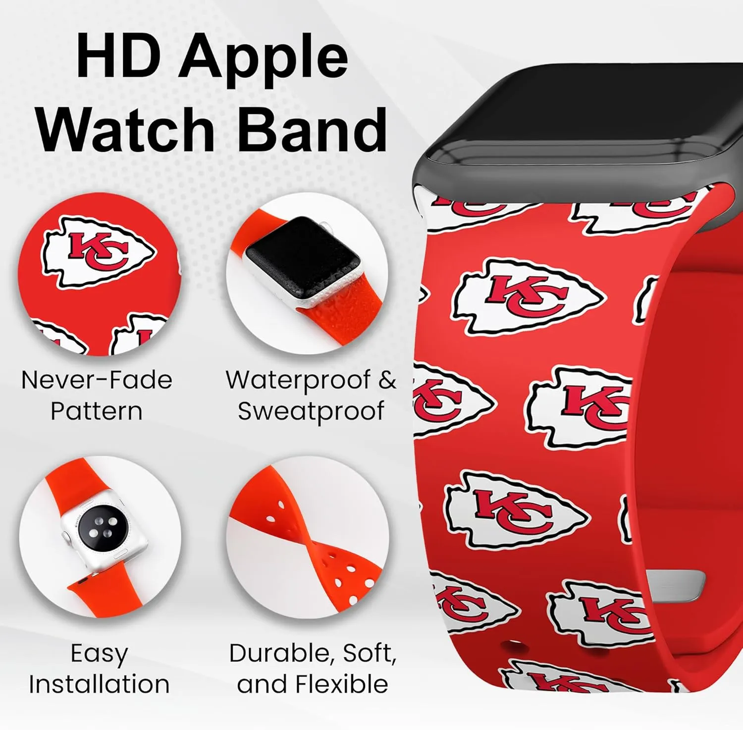 Game Time Kansas City Chiefs HD Combo Package Compatible with Apple Watch and AirPods Gen 1&2