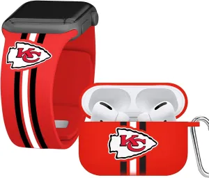 Game Time Kansas City Chiefs HD Combo Package Compatible with Apple Watch and AirPods Pro (Stripes)