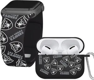 Game Time Las Vegas Raiders HD Combo Package Compatible with Apple Watch and AirPods Pro (Random)