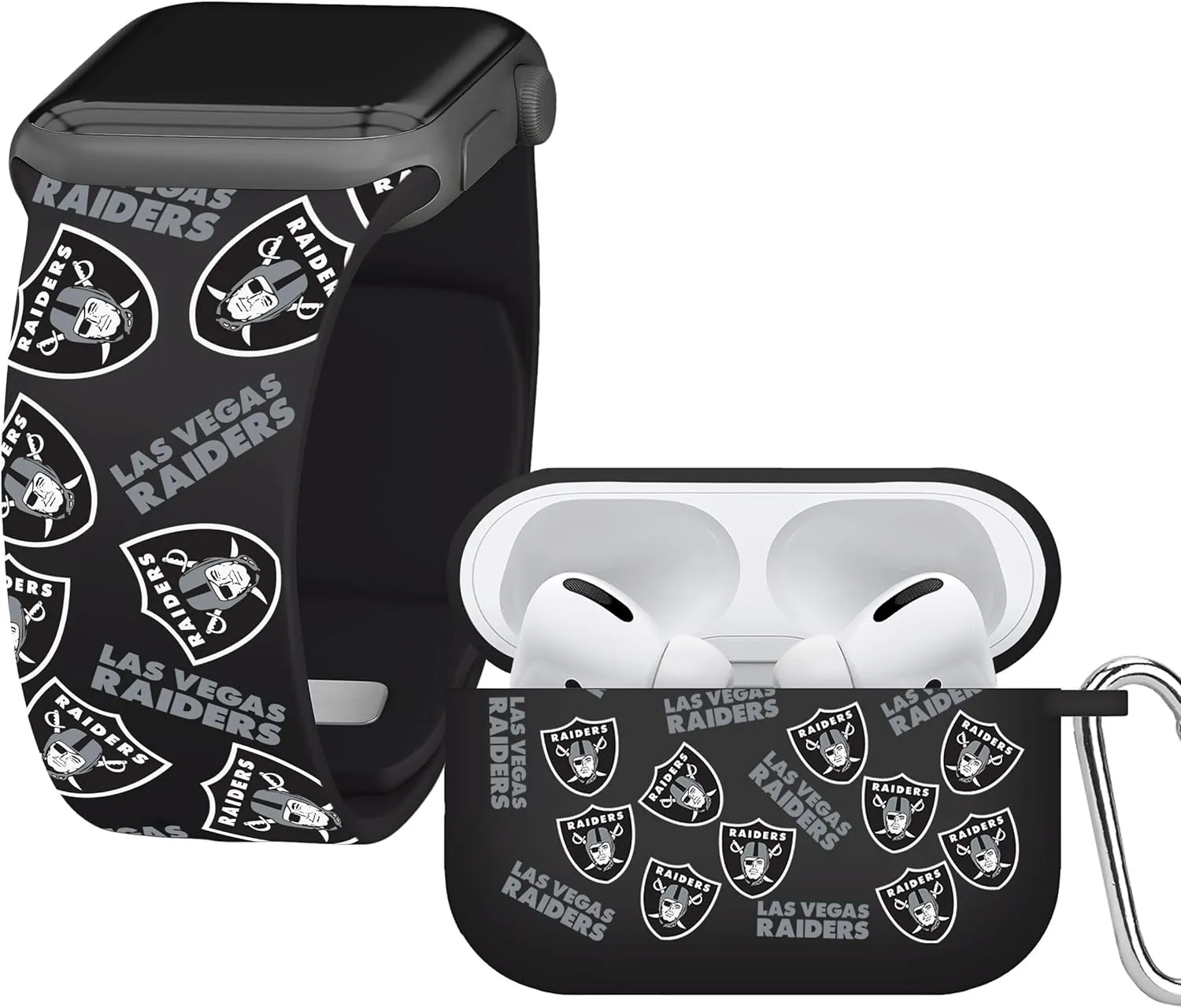 Game Time Las Vegas Raiders HD Combo Package Compatible with Apple Watch and AirPods Pro (Random)