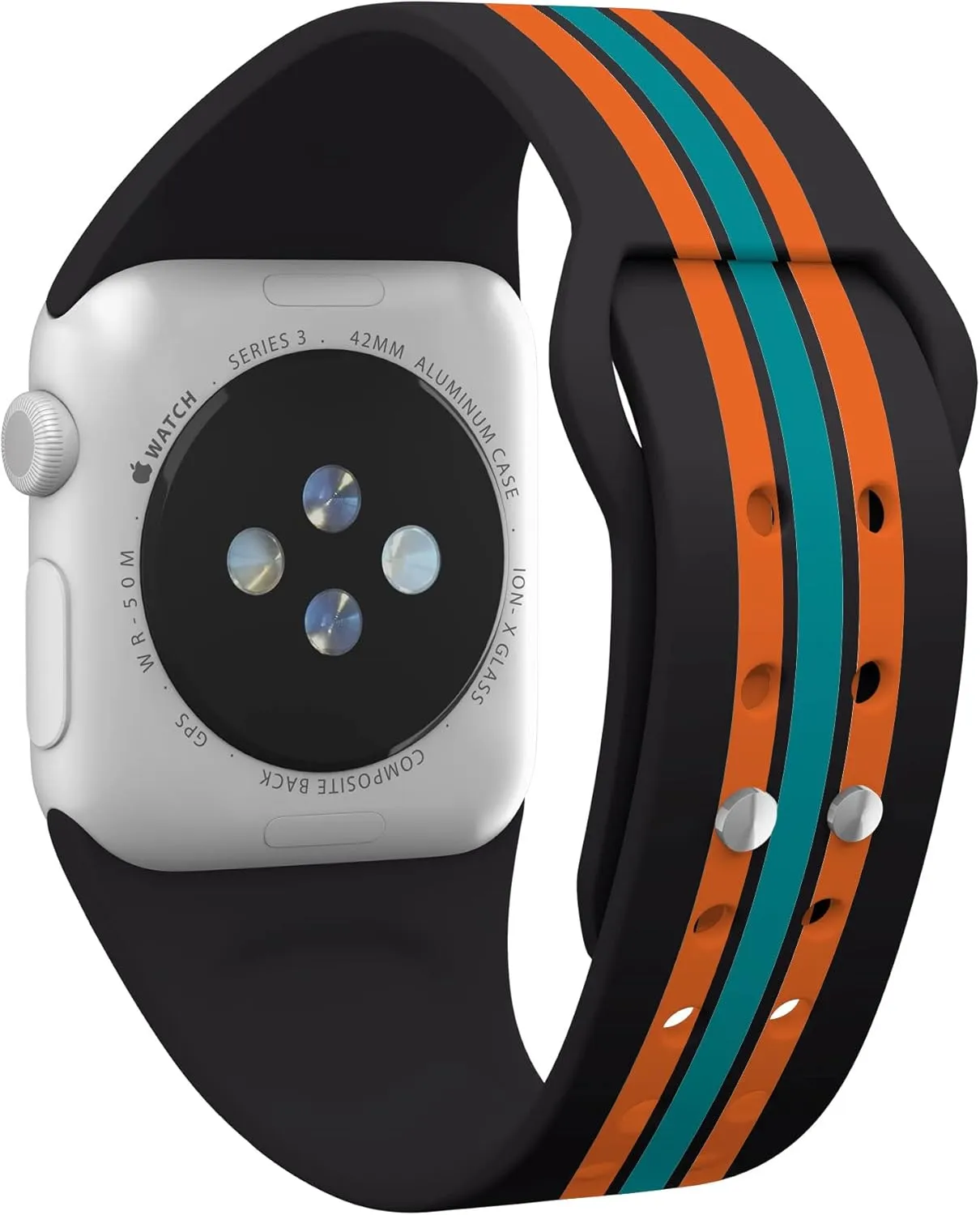 Game Time Miami Dolphins HD Combo Package Compatible with Apple Watch and AirPods Pro (Stripes)