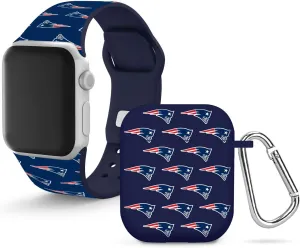 Game Time New England Patriots HD Combo Package Compatible with Apple Watch and AirPods Gen 1&2