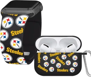 Game Time Pittsburgh Steelers HD Combo Package Compatible with Apple Watch and AirPods Pro (Random)