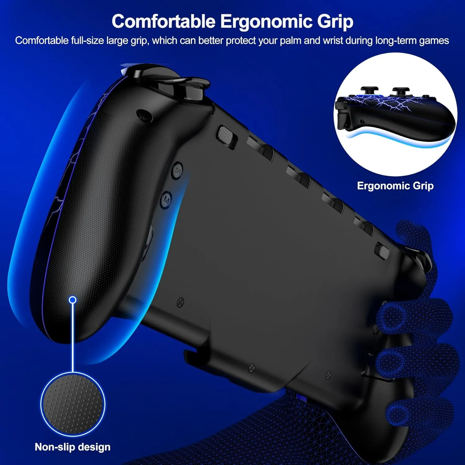 Gammeefy JC200 Switch Controller - Hall Effect One-Piece Wireless Switch Joypad (No Drift, No Deadzone) with 9 Color Lights for Nintendo Switch and Switch OLED
