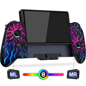 Gammeefy Switch Controllers Hall Effect - Pro Controller - Switch One Piece Joypad with 9 Lights in Handheld Mode
