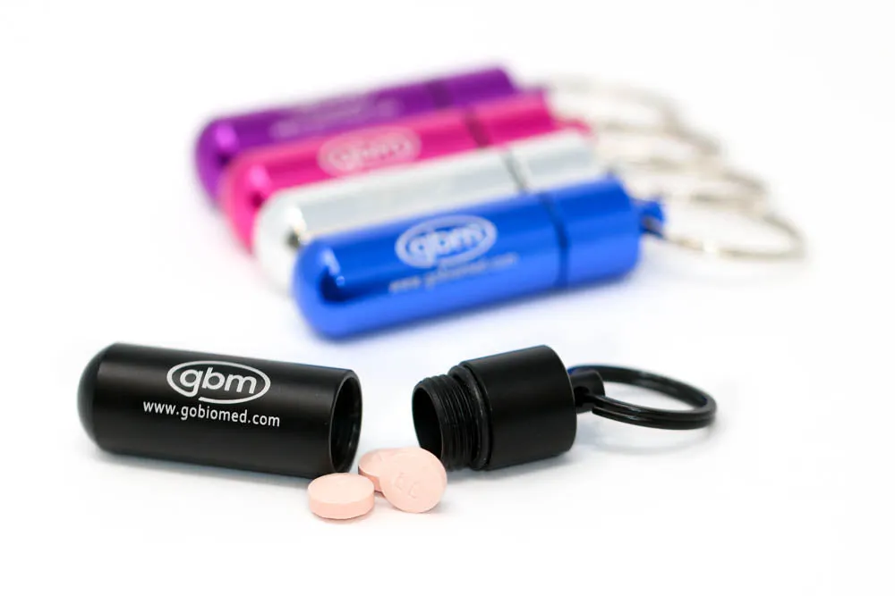 GBM - Med Secure Pill Keychain with Locking Carabiner