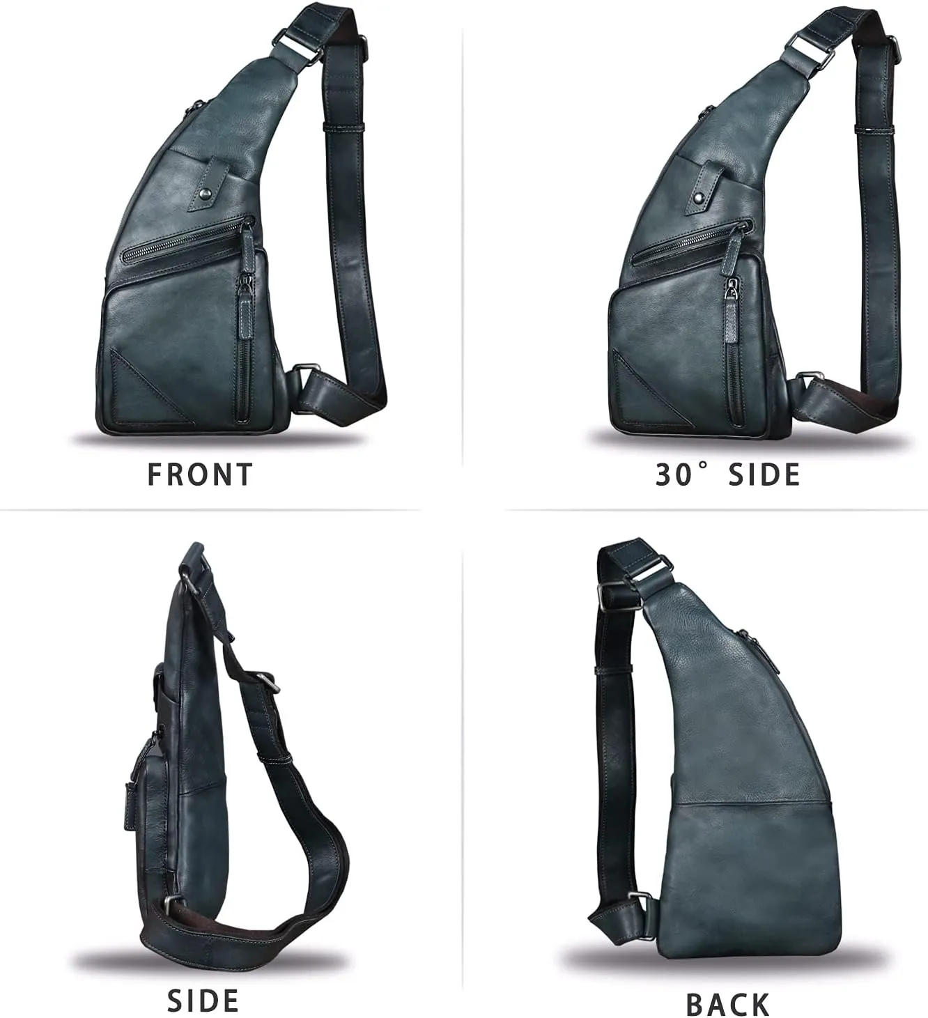 Genuine Leather Sling Bag for Men Vintage Handmade Crossbody Daypack Hiking Backpack Retro Crossbody Shoulder Bag (Brown)