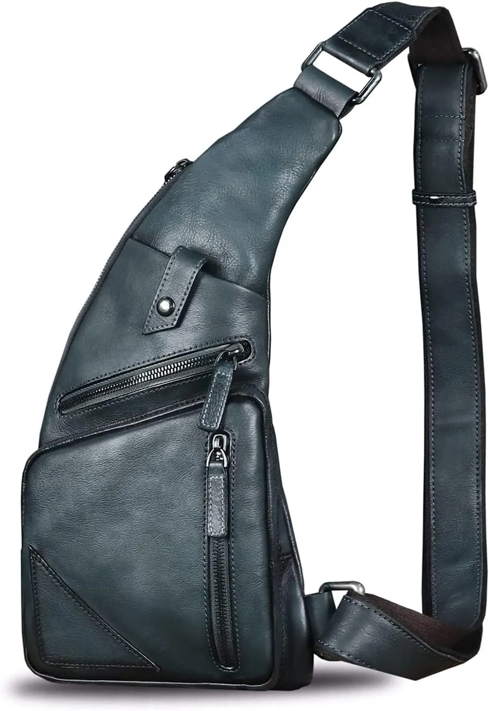 Genuine Leather Sling Bag for Men Vintage Handmade Crossbody Daypack Hiking Backpack Retro Crossbody Shoulder Bag (Brown)