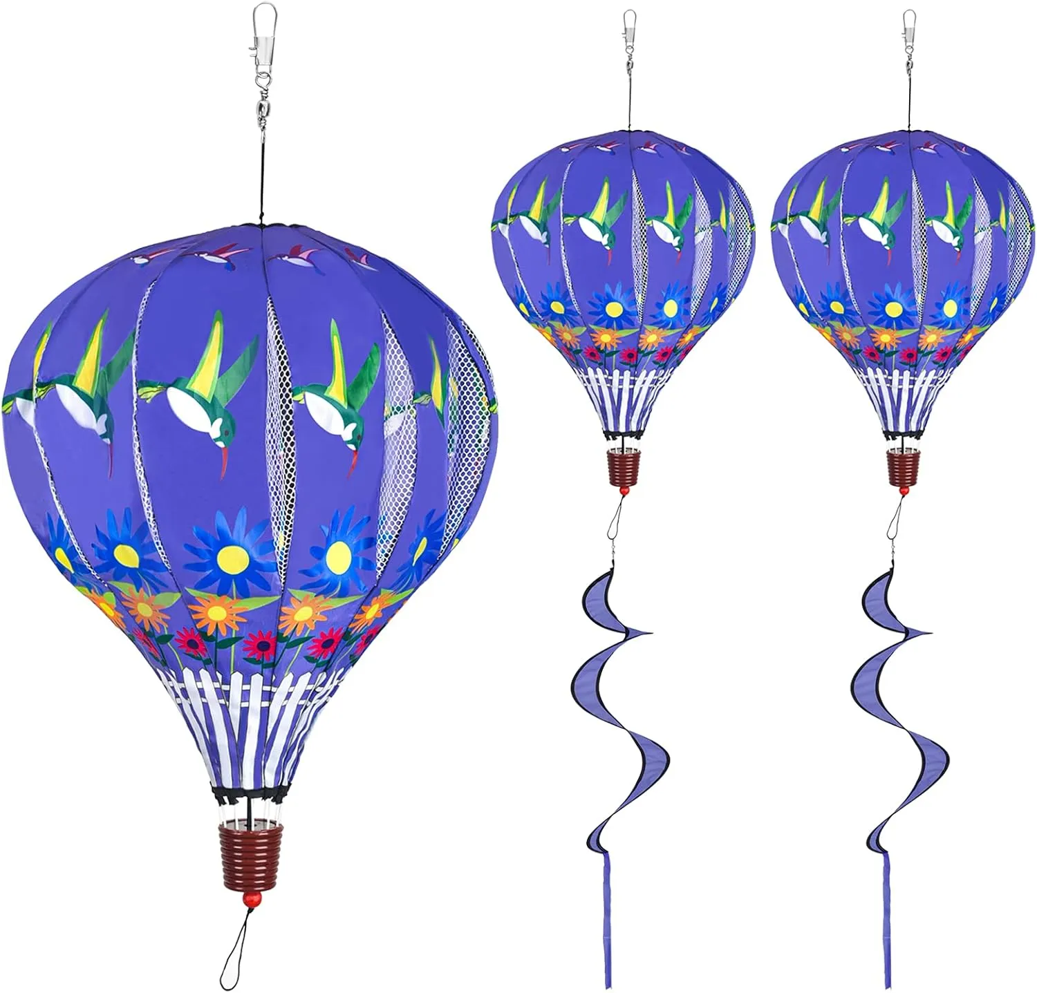 Giant Hummingbird Hot Air Balloon Garden Wind Spinners Large Pinwheels Whirligigs Windmill Toys for Kids Yard Decor Lawn Decorations Outdoor Whirlygig Windmills Wind Twister Everyday 59" L 2Pack