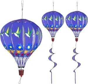 Giant Hummingbird Hot Air Balloon Garden Wind Spinners Large Pinwheels Whirligigs Windmill Toys for Kids Yard Decor Lawn Decorations Outdoor Whirlygig Windmills Wind Twister Everyday 59" L 2Pack