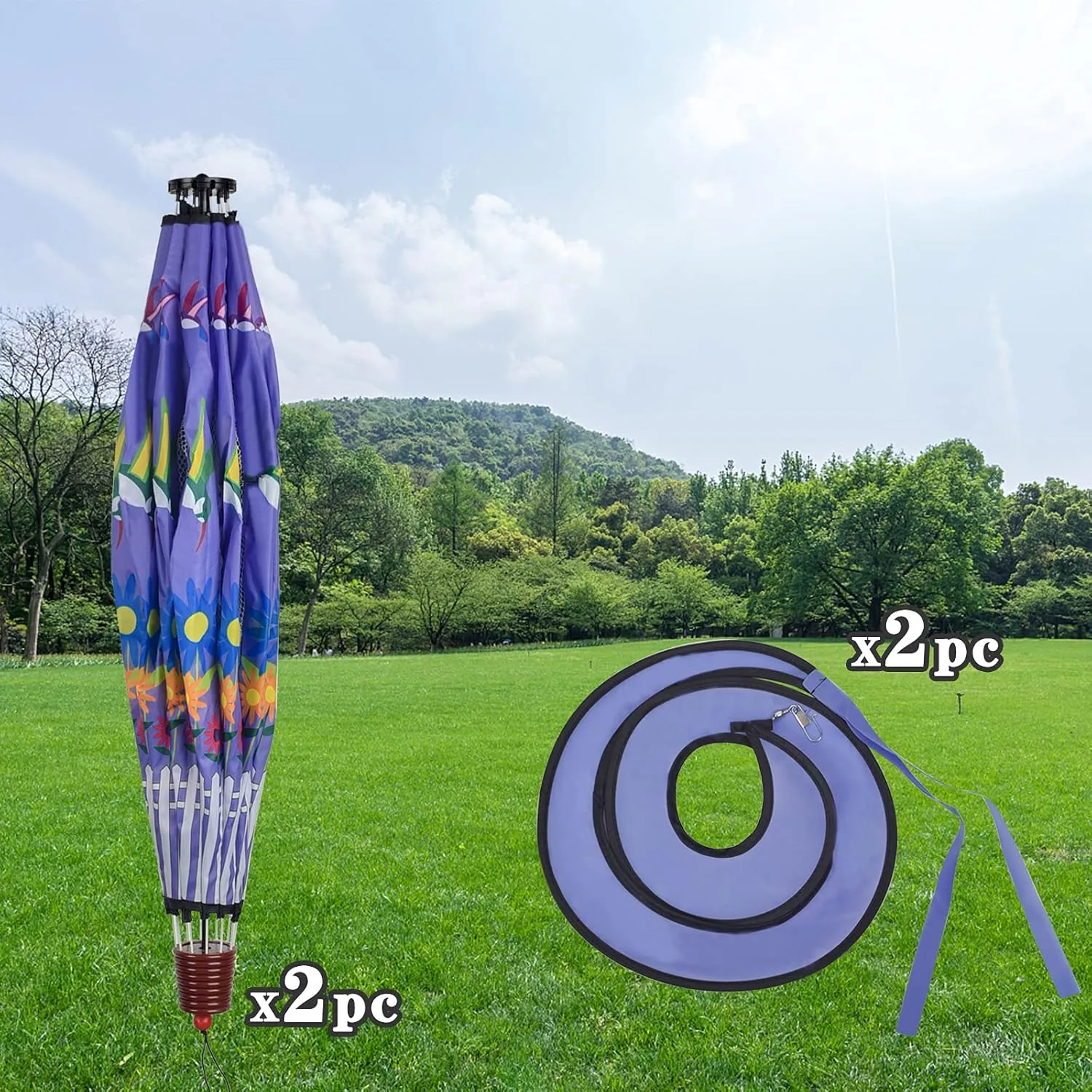 Giant Hummingbird Hot Air Balloon Garden Wind Spinners Large Pinwheels Whirligigs Windmill Toys for Kids Yard Decor Lawn Decorations Outdoor Whirlygig Windmills Wind Twister Everyday 59" L 2Pack