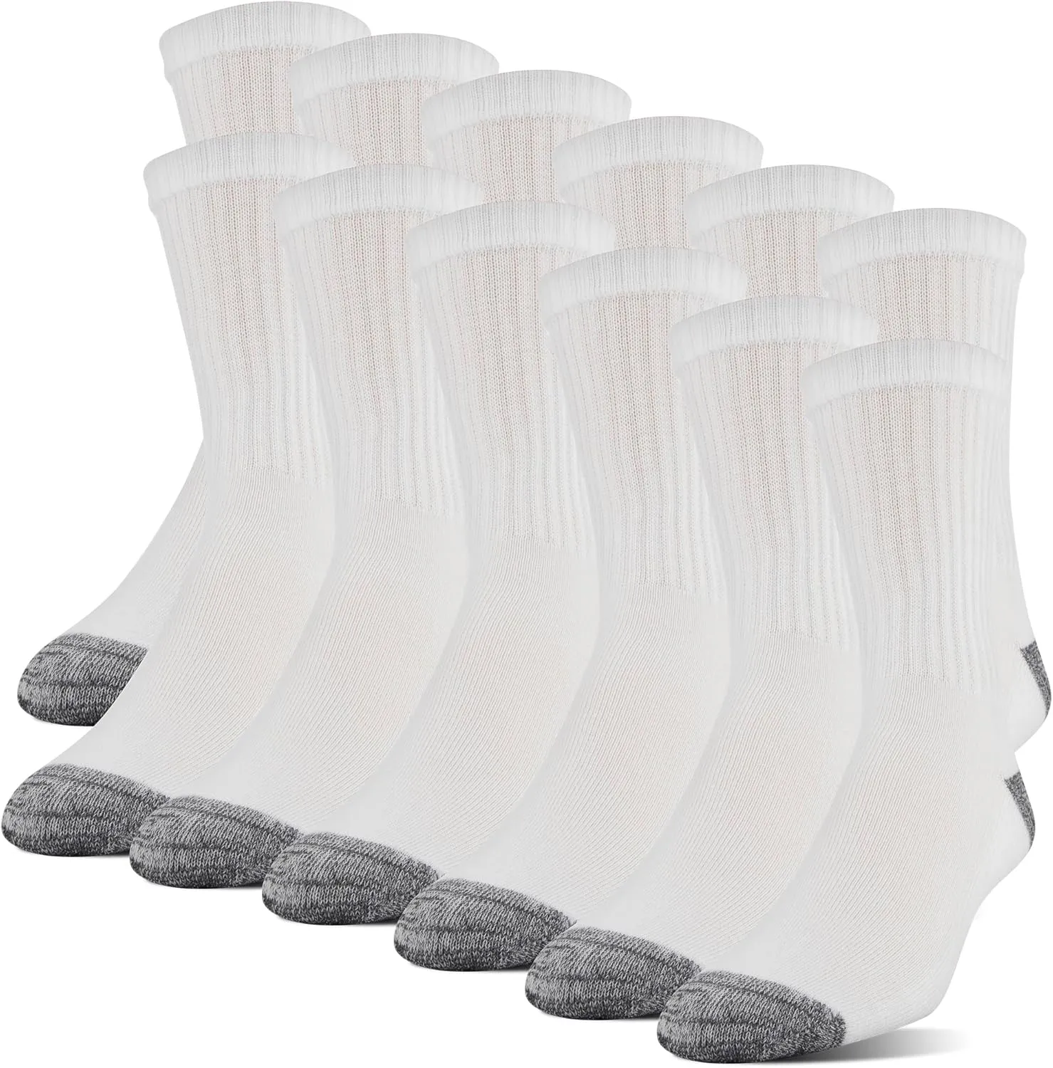 Gildan Men's Polyester Half Cushion Mid-Crew Socks, 12-pack