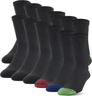 Gildan Men's Polyester Half Cushion Mid-Crew Socks, 12-pack