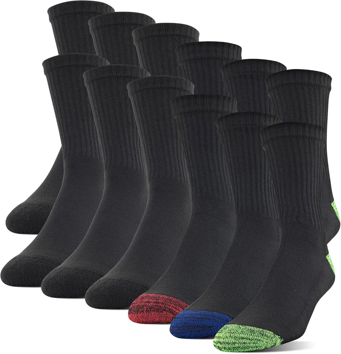 Gildan Men's Polyester Half Cushion Mid-Crew Socks, 12-pack