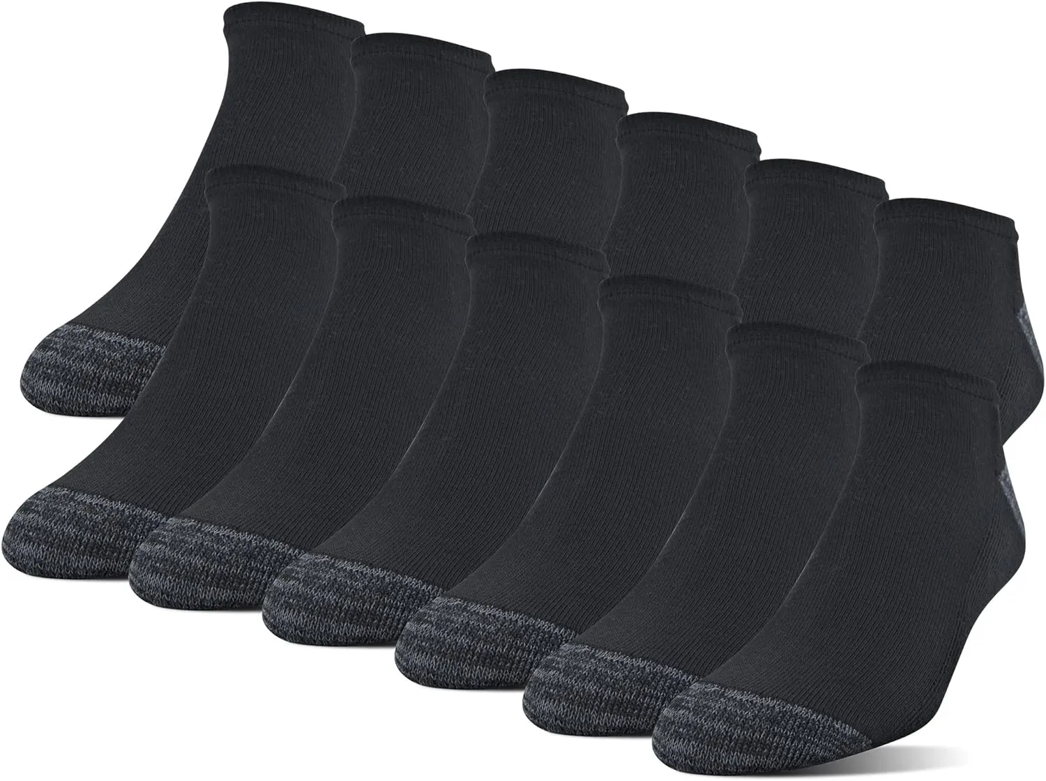 Gildan Men's Polyester Half Cushion No Show Socks, 12-pack