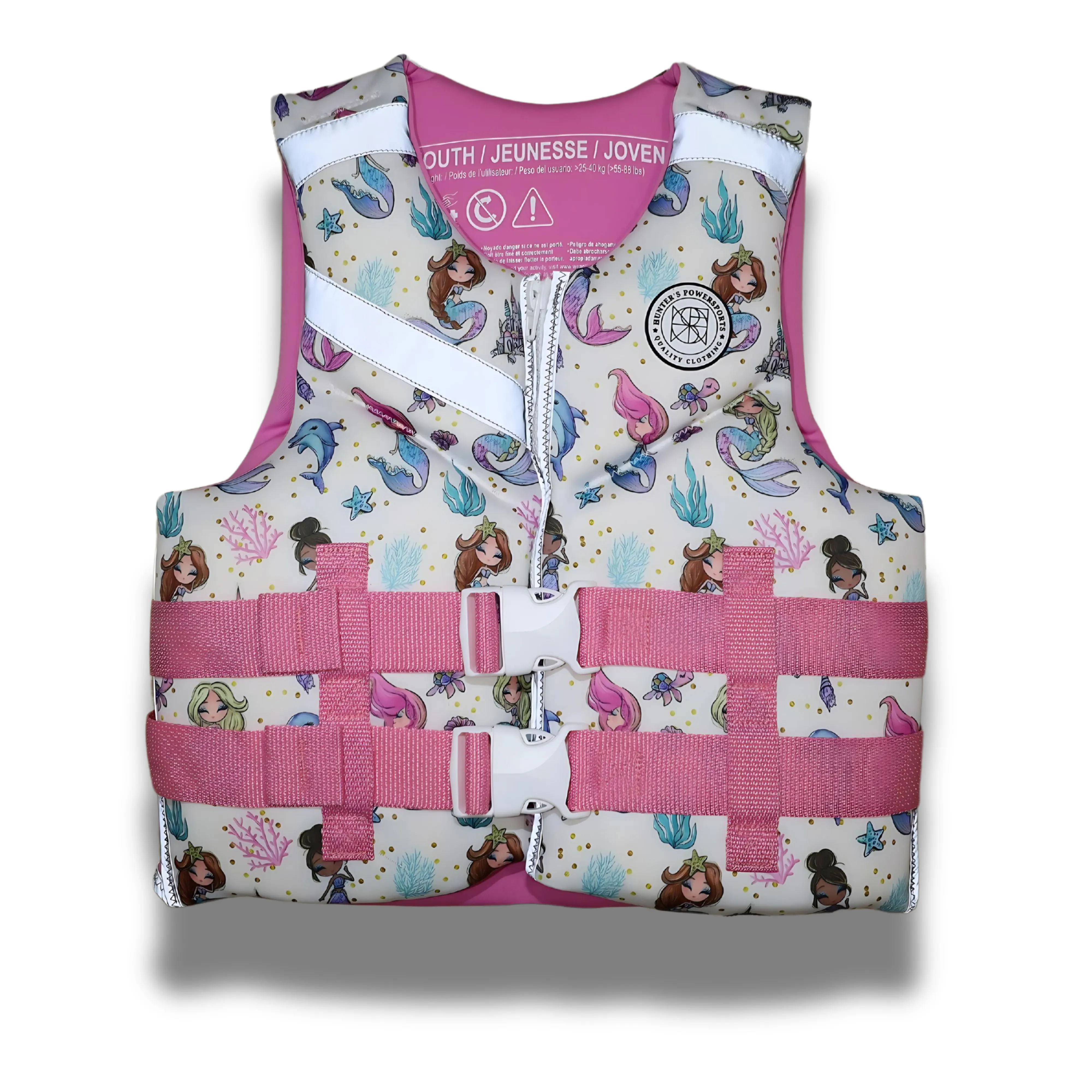 GIRL'S PINK MERMAID YOUTH TYPE III REFLECTIVE LIFE VEST