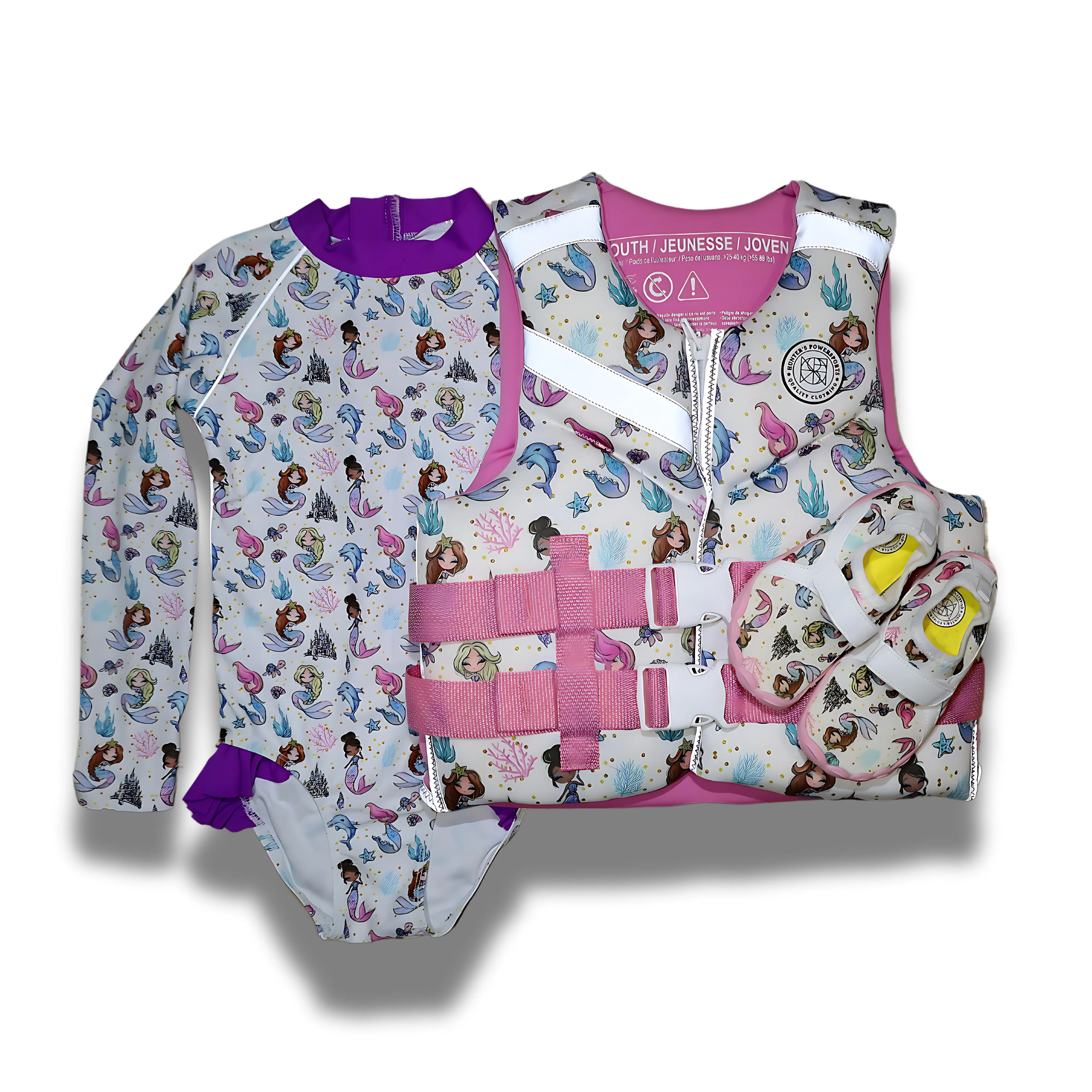GIRL'S PINK MERMAID YOUTH TYPE III REFLECTIVE LIFE VEST