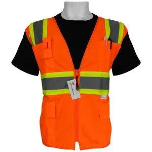 Global Glove GLO-004 FrogWear Class 2 Back Polyester Mesh Safety Vest with 3M Reflective Fabric, Medium, Orange (Case of 50)