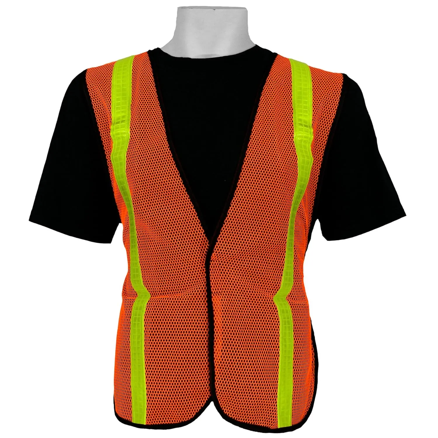 Global Glove GLO-10-O Economy Safety Vest with 1" Silver Plastic Reflective Stripping, Size 1, Orange (Case of 100)