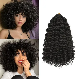 Gogo Curl Crochet Hair Pure Protein Fiber 10 Inch 8 Packs Pre Looped twisted Short Curly Crochet Hair for Women Deep Ocean Water Wave Beach Curl Twist Braiding Hair Extensions (10inch 1B)