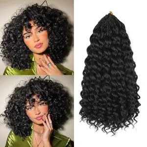 Gogo Curl Crochet Hair Pure Protein Fiber 12 Inch 8 Packs Pre Looped twisted Short Curly Crochet Hair for Women Deep Ocean Water Wave Beach Curl Twist Braiding Hair Extensions (12inch 1B)