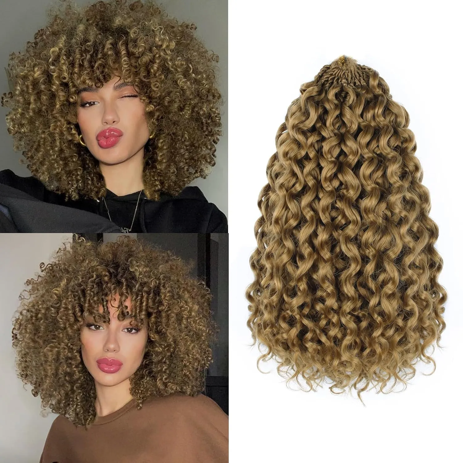 Gogo Curl Crochet Hair Pure Protein Fiber 12 Inch 8 Packs Pre Looped twisted Short Curly Crochet Hair for Women Deep Ocean Water Wave Beach Curl Twist Braiding Hair Extensions (12inch 27#)
